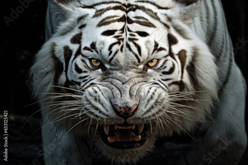 Close - up photography  an angry tiger