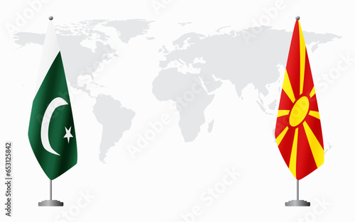 Pakistan and Northern Macedonia flags for official meeting