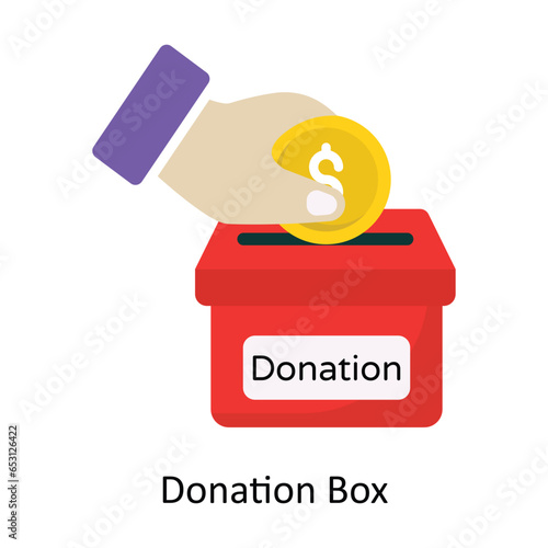 Donation Box vector Flat Icon Design illustration. Symbol on White background EPS 10 File 