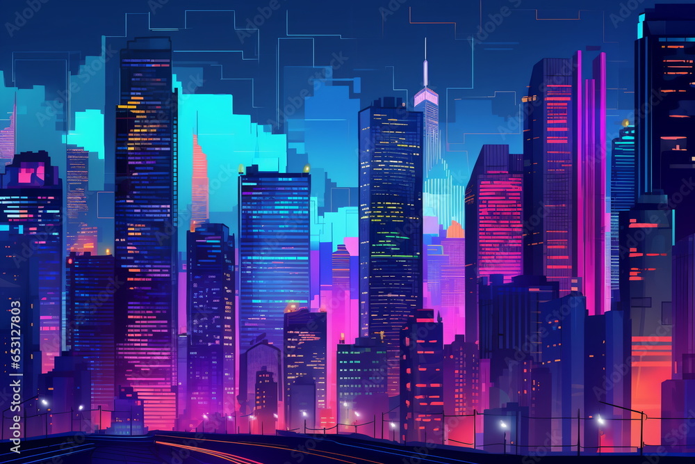 night city in the neon lighting night city in the neon lighting