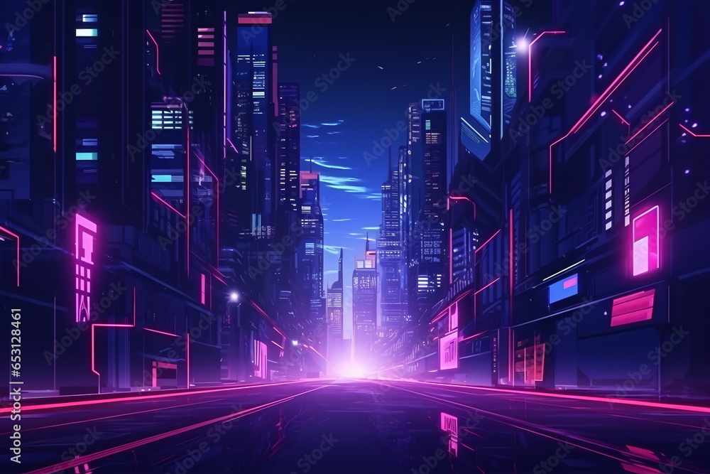 night city in the neon lighting night city in the neon lighting
