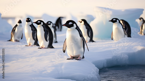 Penguins on the snow