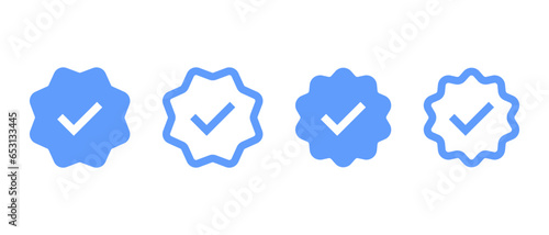 Check badge icon vector set. Social media official account tick symbol