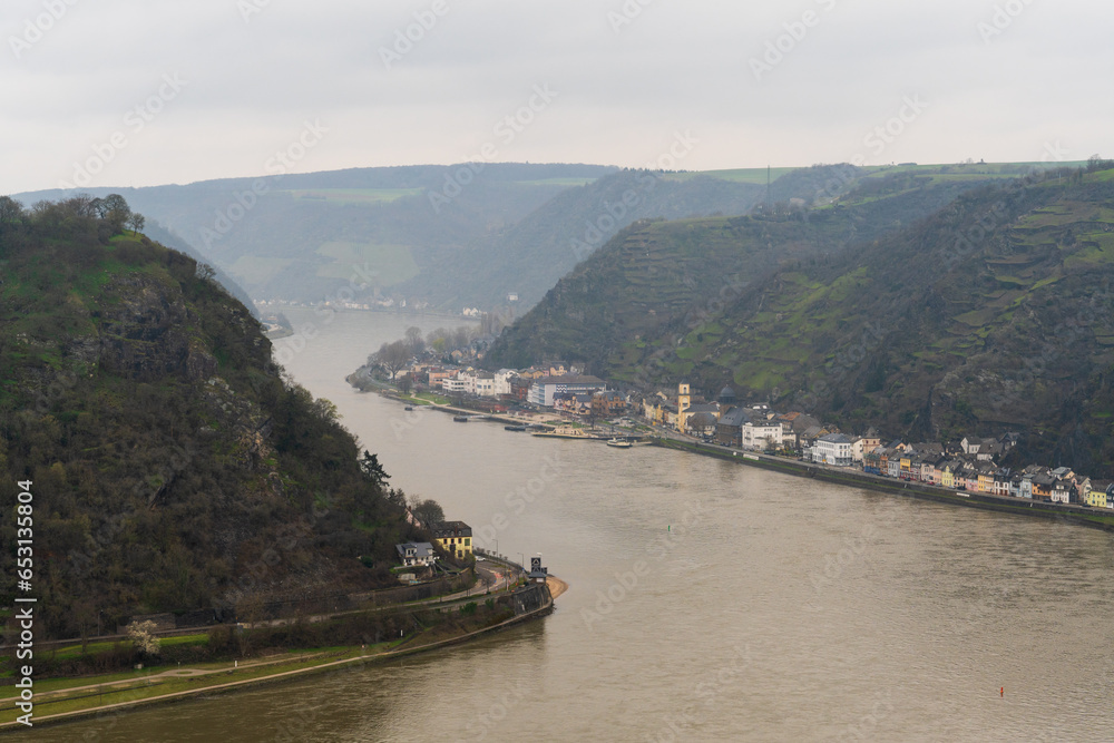 Lorelei Rock Hill Along the Rhine River in Germany
