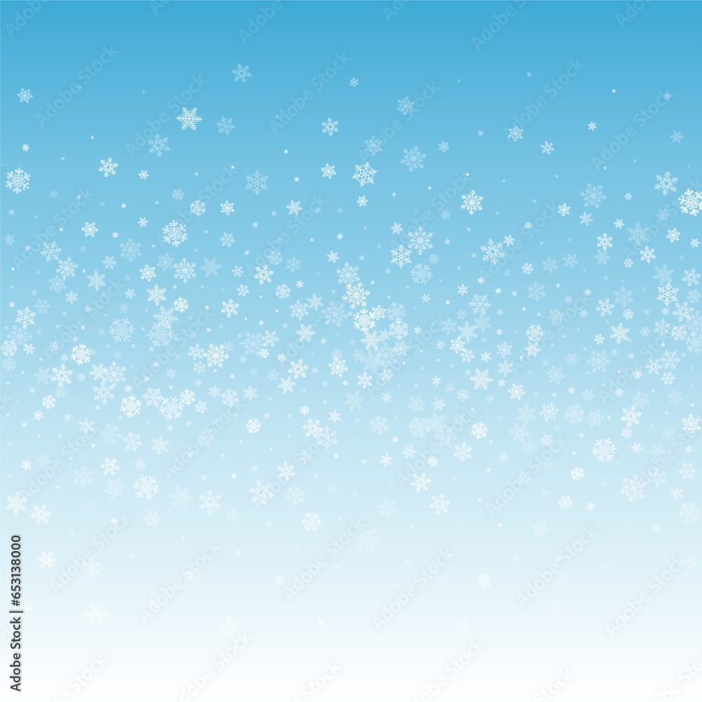 White Snowflake Vector Blue Background. Light