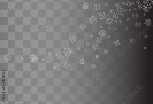 Fototapeta Naklejka Na Ścianę i Meble -  White Snowfall Vector Transparent Background. New