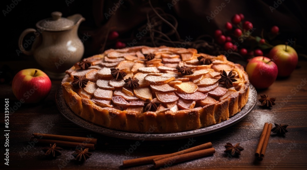 Thanksgiving dessert apple pie, close up