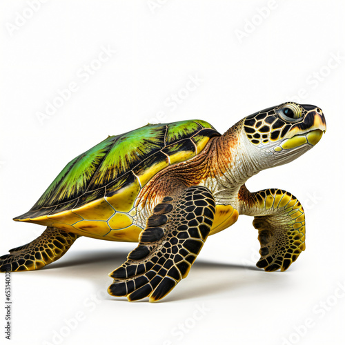 Green sea turtle isolated on white background