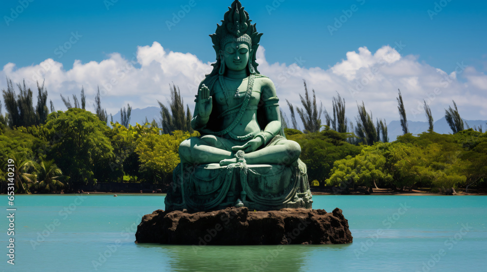 Giant Shiva Statue in Mauritius located at Grand Bas - obrazy, fototapety, plakaty 