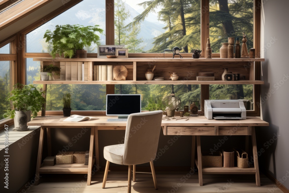 Clean and organized home office workspace with a clutter-free desk, Generative AI Clean and organized home office workspace with a clutter-free desk, Generative AI