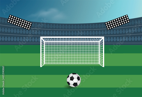 soccer ball on the stadium with audience vector background