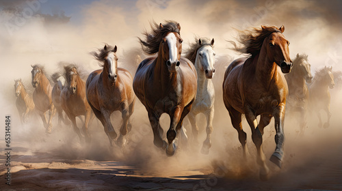 horses running