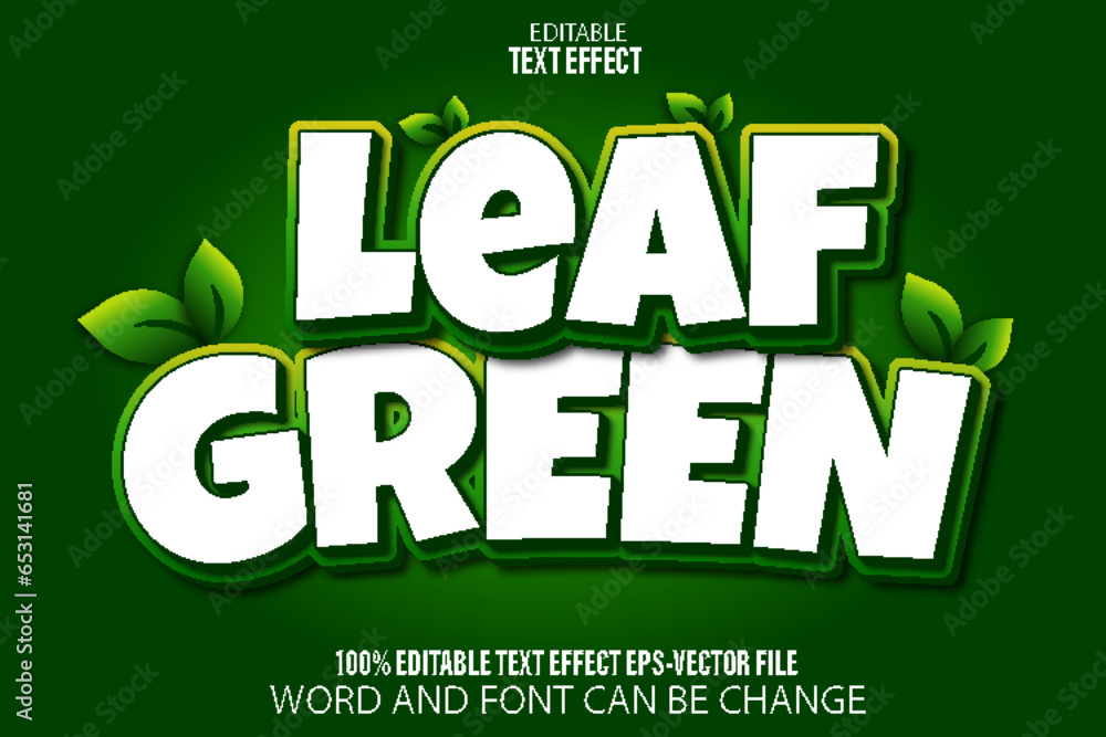 Fototapeta premium Leaf Green Editable Text Effect Cartoon Style