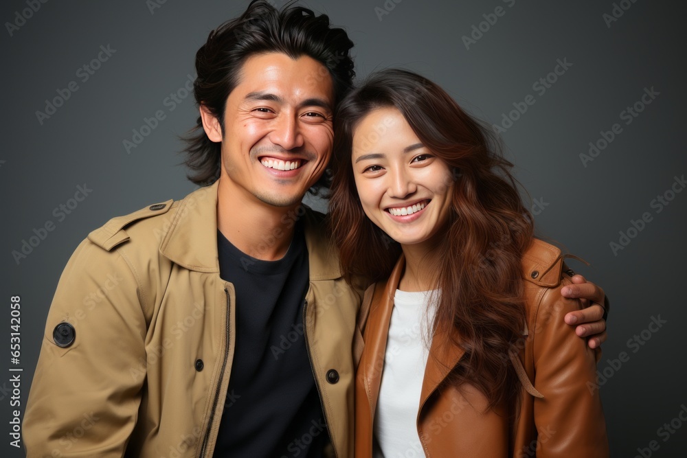 Portrait of cheerful male and female couple Portrait of cheerful male and female couple