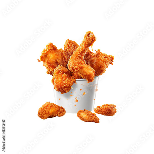 Fried chicken leg pieces isolated on transparent background
