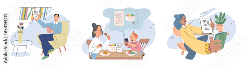 Cashless payment. Vector illustration. Wireless payment systems utilize encryption technology to ensure secure transactions Mobile cashless payments are supported by various platforms Online