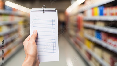 Man holding shopping list photo