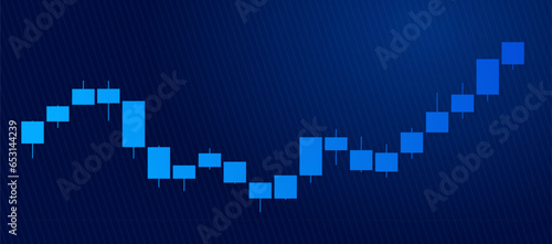 Trading of stock Chart blue technology Background template. trade Chart of forex, cryptocurrency, stock market and Binary option with Candles and indicators. Exchange buy sell in financial market.