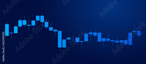 Trading of stock Chart blue technology Background template. trade Chart of forex, cryptocurrency, stock market and Binary option with Candles and indicators. Exchange buy sell in financial market.