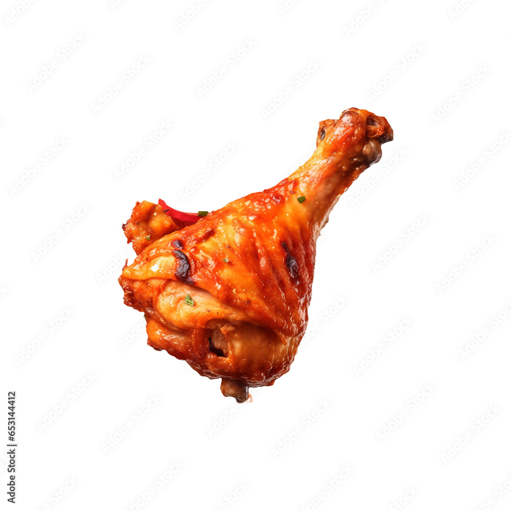 Fried chicken leg pieces isolated on transparent background Fried chicken leg pieces isolated on transparent background