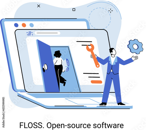 FLOSS. Open source software. Free product anyone can freely redistribute, modify and completely remake, can be improved, modernized thanks to inventions of users. Tiny programming language persons