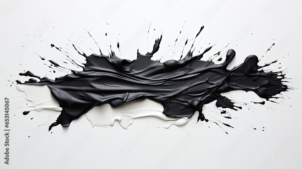 3D ink splashes isolated, black and white paint splashing on a white background, AI 3D ink splashes isolated, black and white paint splashing on a white background, AI