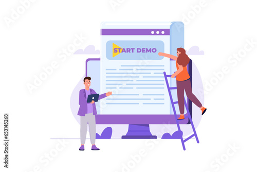 Start demo concept. Vector illustrations for banner, website, landing page, flyer.
