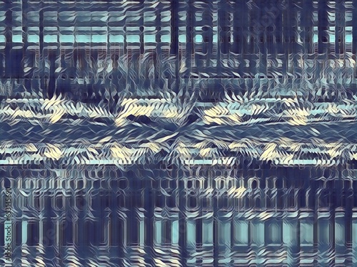 grey and blue ice viewed through patterned glass distortion