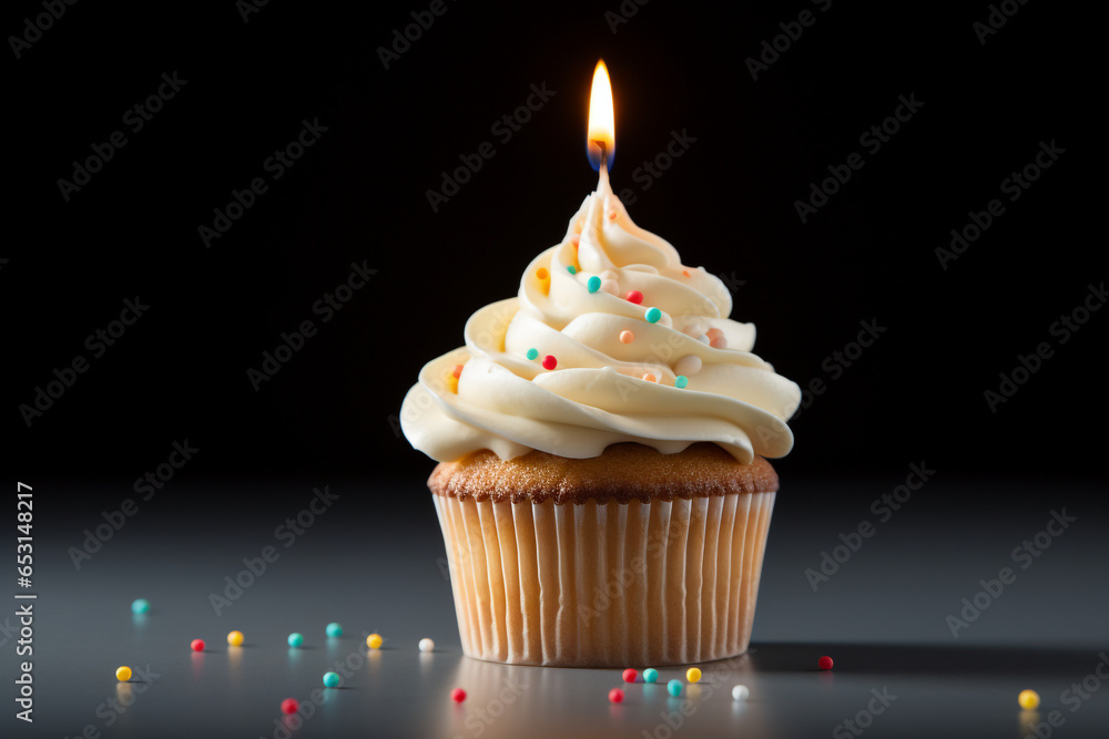 birthday cupcake with one candle birthday cupcake with one candle