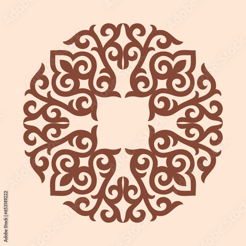 Vector ornamenrt of Kazakh, Asian ethnic decorative vector