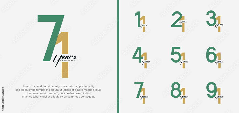set of anniversary logo green and brown color number on white background for celebration set of anniversary logo green and brown color number on white background for celebration