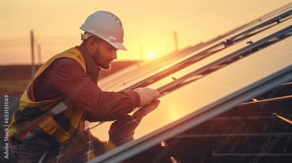 Technical engineer checking and installing solar panel, clean energy. Technical engineer checking and installing solar panel, clean energy.