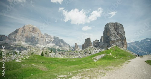 Cinque Torri and Nuvolao mounatin group, Dolomiti Ampezzane, Italy photo