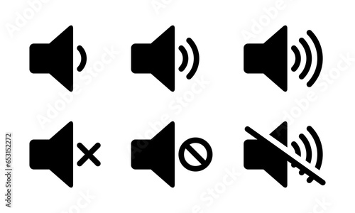 Mute speaker, sound off icon vector set collection. Volume, audio sign symbol