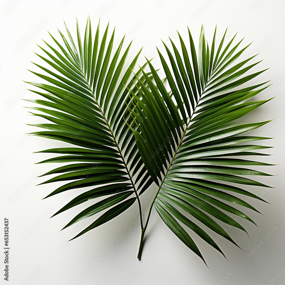 Palm leaves on a white background, Generative AI Palm leaves on a white background, Generative AI