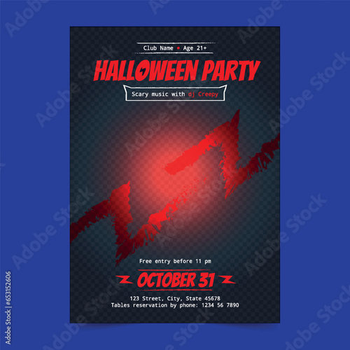 Vector Halloween Music Party Flyer vertical poster template (ID: 653152606)
