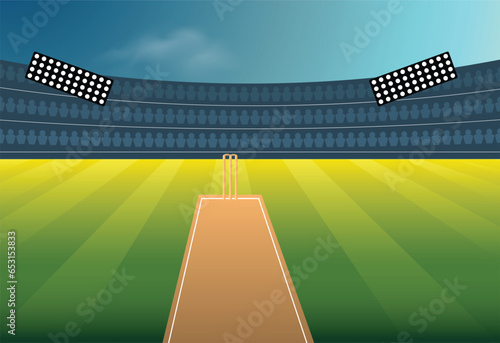 cricket stadium with audience vector background 