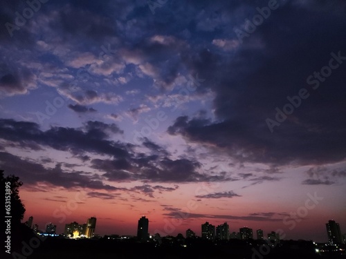 sunset over the city