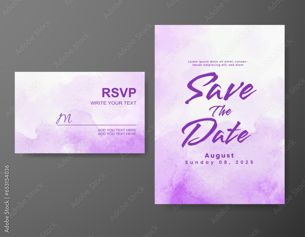 Wedding invitation with abstract watercolor background