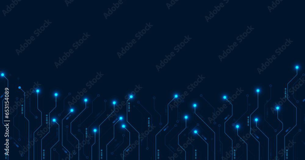 Circuit board vector background. Electronic computer hardware technology. Motherboard - obrazy, fototapety, plakaty 
