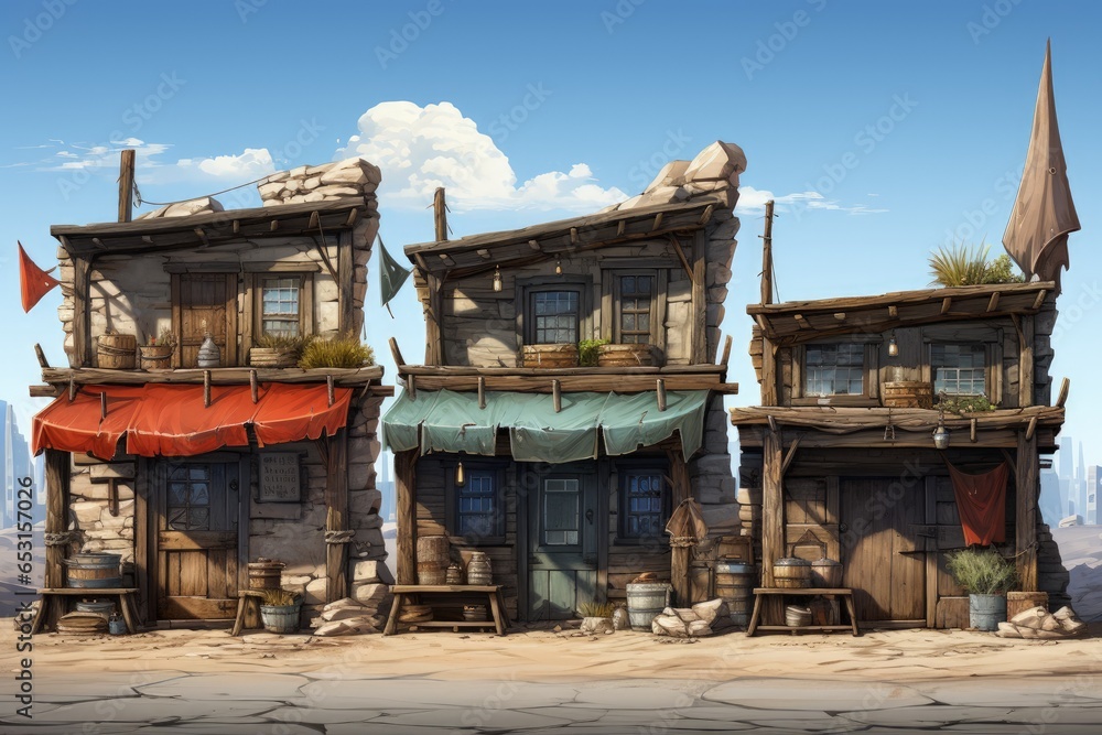 old western wooden shops concept art illustration old western wooden shops concept art illustration