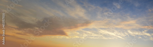 Panoramic pastel color sunset sky background. Sky with cloud, beautiful heaven skyline