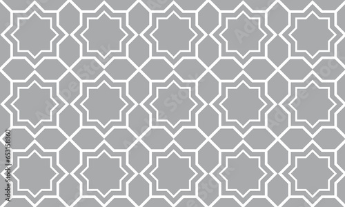Islamic pattern. Seamless texture. white arabic pattern on gray background. Vector illustration. Geometric ornaments based on traditional arabic art