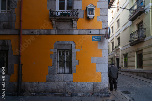 Vista de una calle típica de Bermeo, Vizcaya, pais vasco, españa. photo