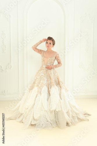 Glamorous model woman in perfect evening gown portrait