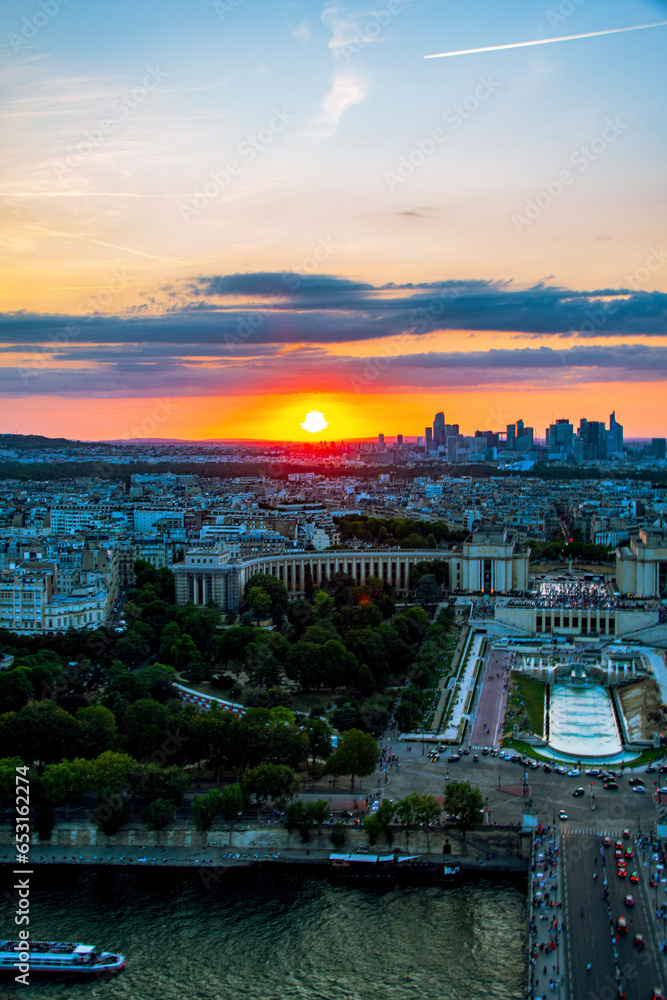 city skyline at sunset