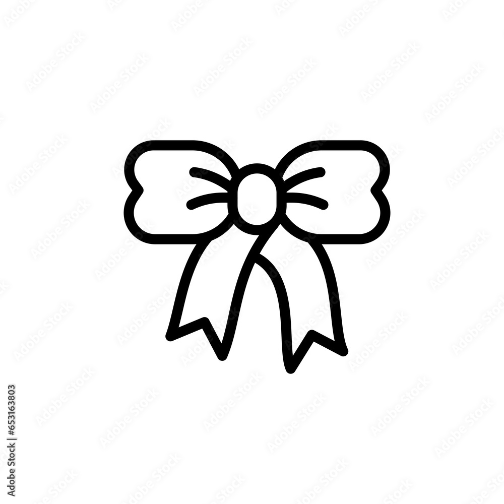 Vector illustration of symmetrical bow. Minimal icon in line style for presents, decorations and gifts. Simple design. Vector illustration of symmetrical bow. Minimal icon in line style for presents, decorations and gifts. Simple design.