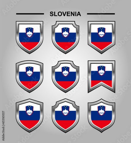 Free Download Slovenia National Emblems Flag with Luxury Shield - GFXLoad