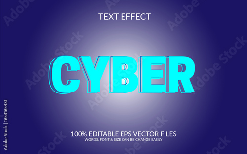 Cyber day 3d text effect, vector illustration template, editable font style