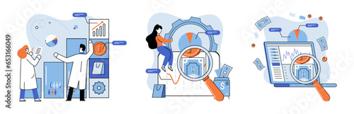 Promotion discount sale. Vector illustration. Flash sale online, sudden whirlwind of e-commerce excitement Sales index, barometer that records market fluctuations Forecast of future sales, lighthouse